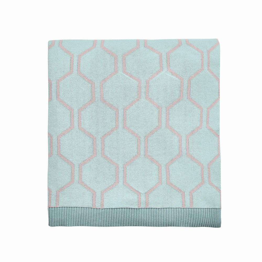 Trellis Geometric Knit Throw by Ted Baker in Opal Blue